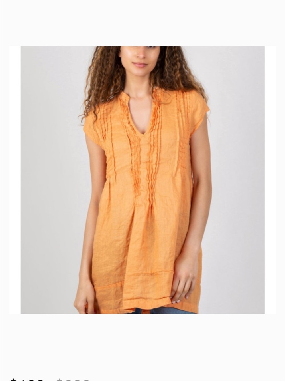 EUC CP SHADES Regina 100% Linen Tunic Dress Pink Cap Sleeves Sz S Made In USA - Picture 7 of 8